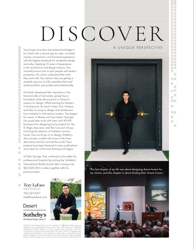 Trey LaFave profiled in Palm Springs Life